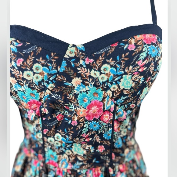 Band of Gypsies Navy Floral Sun Dress Small - Picture 3 of 9